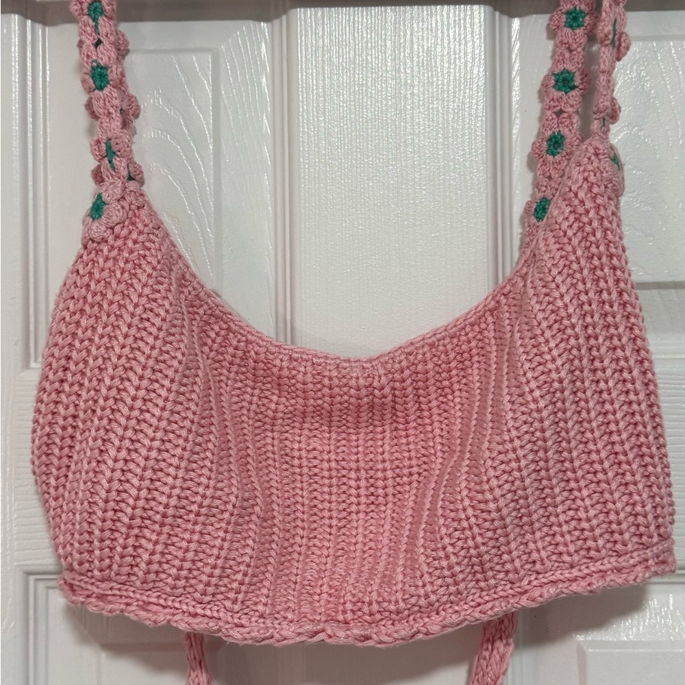Agua Bendita Pink Knit Crop Top